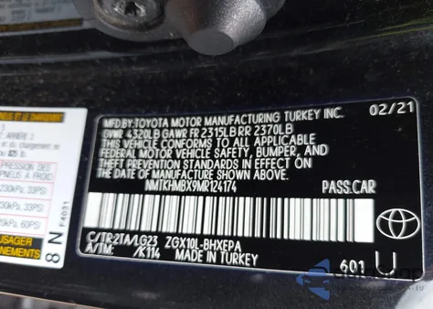 2021 Toyota C-Hr Limited from USA, damaged, VIN NMTKHMBX9MR124174